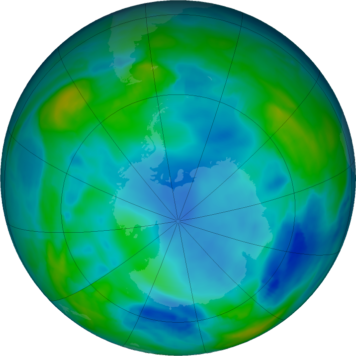 Antarctic ozone map for 04 June 2023